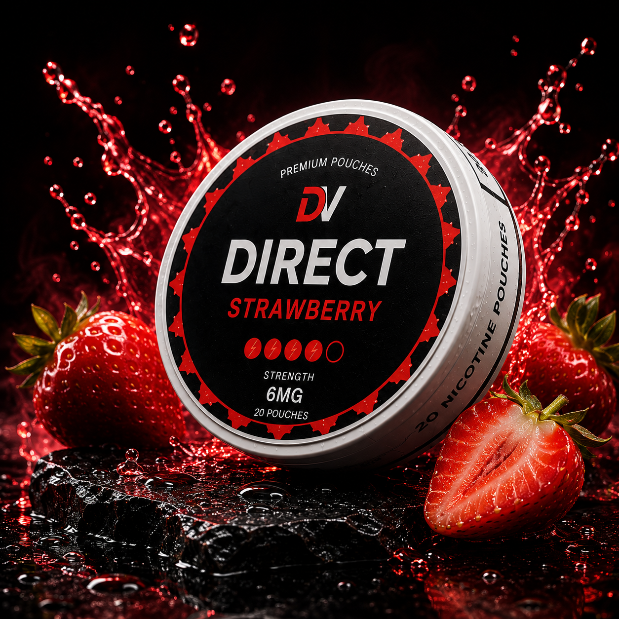 DIRECT STRAWBERRY tin — 20 nicotine pouches